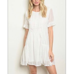 Ivory Dress summer white short sleeves